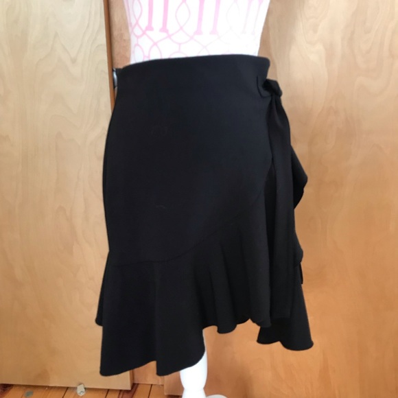Faux Wrap Front Asymmetric Ruffle Mini Skirt